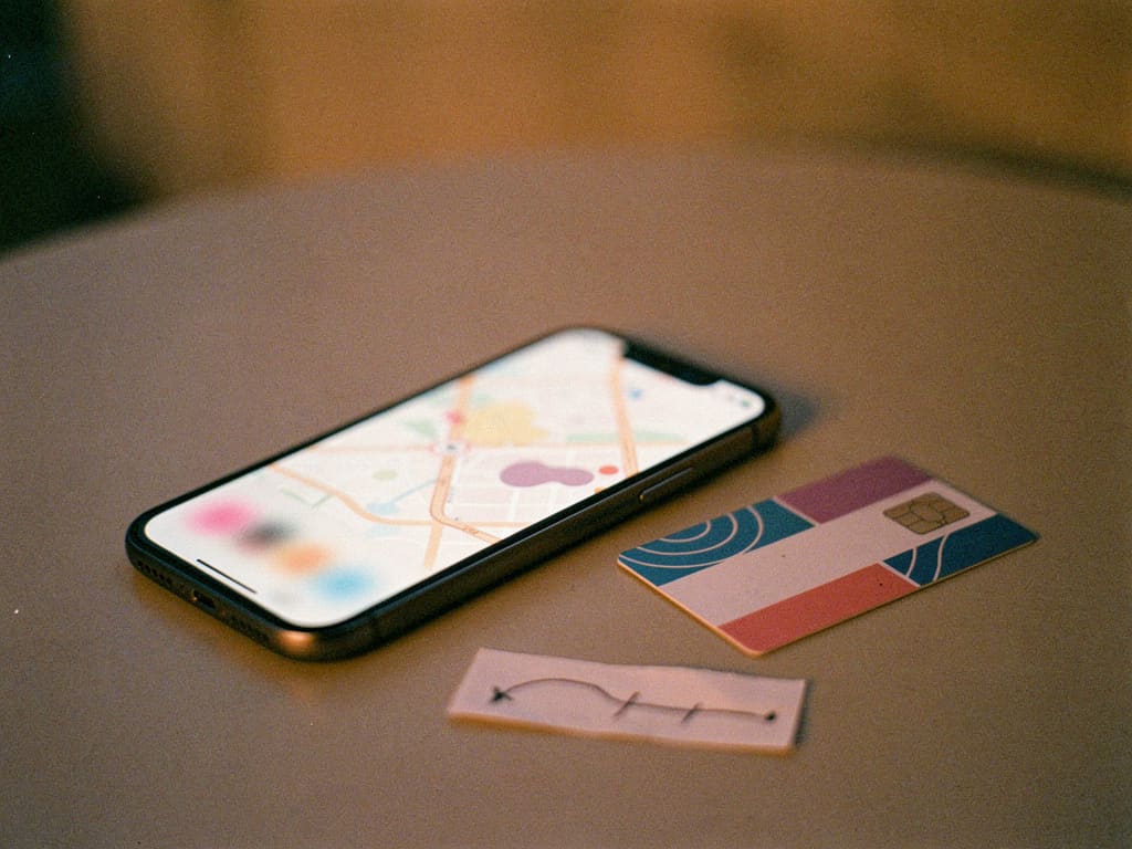 Téléphone, carte de transport et chronologie servant à planifier un itinéraire de soirée à Paris